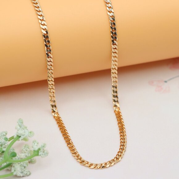 "Elegant Flat Link Rose Gold Necklace Gold Plated Brass, XPNL0178 - Picture 1 of 12